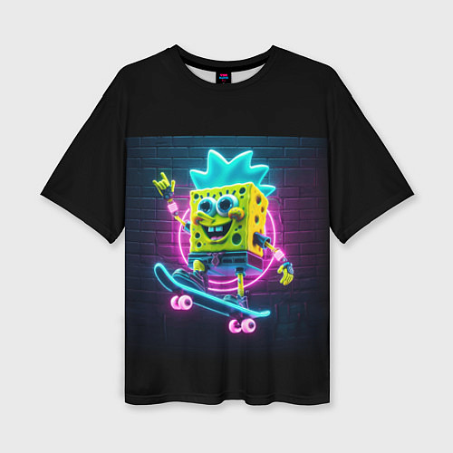 Женская футболка оверсайз Sponge Bob on a skateboard - ai art fantasy / 3D-принт – фото 1