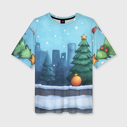 Женская футболка оверсайз Елки и елочные игрушки / 3D-принт – фото 1