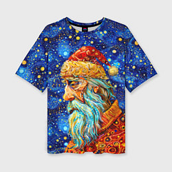 Футболка оверсайз женская Santa Claus: pop-art-brut-nouveau pointillism, цвет: 3D-принт