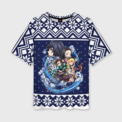 Женская футболка оверсайз Demon slayer sweater