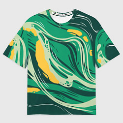 Футболка оверсайз женская Абстрактные полосы в зелёных тонах, цвет: 3D-принт