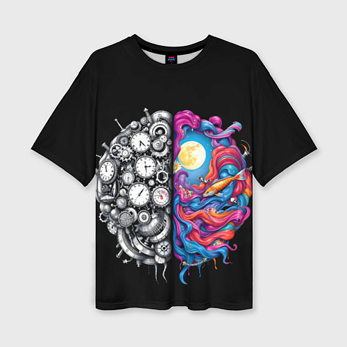 Женская футболка оверсайз Правое и левое полушарие / 3D-принт – фото 1