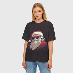 Футболка оверсайз женская Крутой санта в очках, цвет: 3D-принт — фото 2