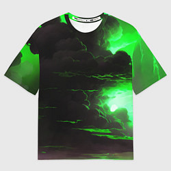 Футболка оверсайз женская Кислотный зелёный закат, цвет: 3D-принт