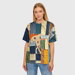 Футболка оверсайз женская Пэчворк с собакой, цвет: 3D-принт — фото 2