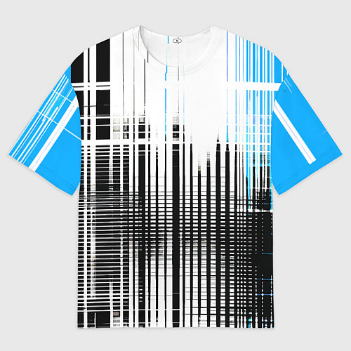 Женская футболка оверсайз Сине-чёрный гранж на белом фоне / 3D-принт – фото 1