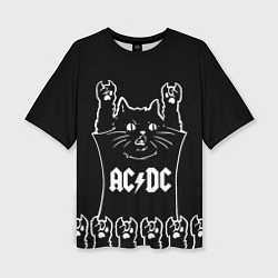 Женская футболка оверсайз AC DC: cat rock