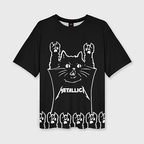 Женская футболка оверсайз Metallica: cat rock / 3D-принт – фото 1