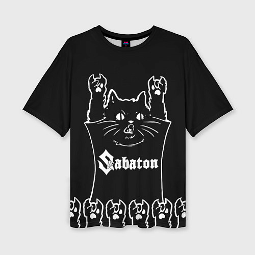 Женская футболка оверсайз Sabaton: cat rock / 3D-принт – фото 1