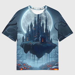 Футболка оверсайз женская Замок Дракулы и неоновые грибы - нейроарт фантазия, цвет: 3D-принт