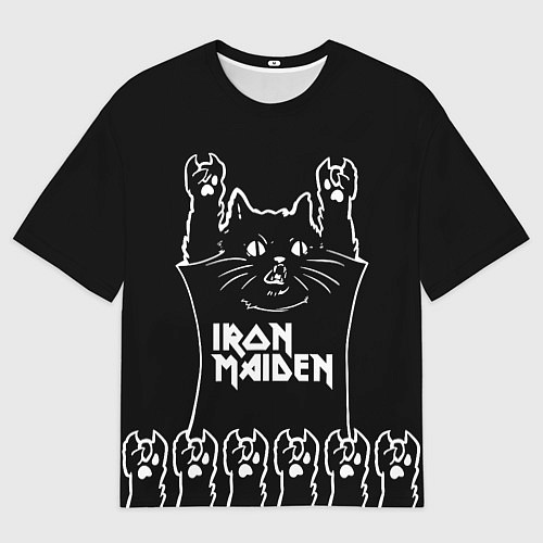 Женская футболка оверсайз Iron Maiden: cat rock / 3D-принт – фото 1