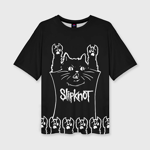 Женская футболка оверсайз Slipknot: cat rock / 3D-принт – фото 1