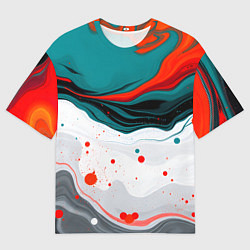 Футболка оверсайз женская Эбру красочная абстракция, цвет: 3D-принт