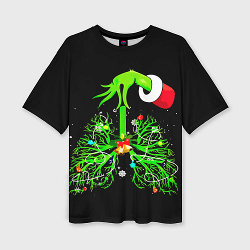Женская футболка оверсайз Гринч похищает сердца / 3D-принт – фото 1