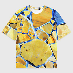 Футболка оверсайз женская Жёлто-синяя абстракция, цвет: 3D-принт