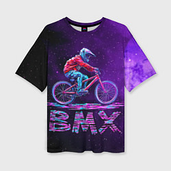 Женская футболка оверсайз BMXер в космосе