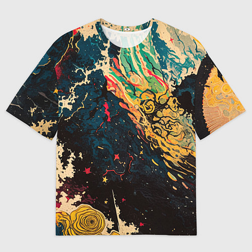 Женская футболка оверсайз Абстракция ктулху - нейросеть / 3D-принт – фото 1