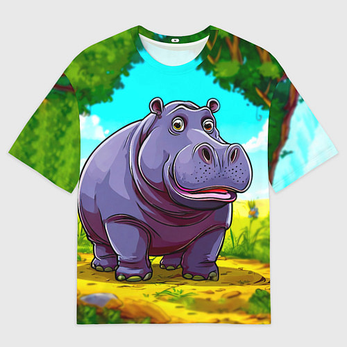 Женская футболка оверсайз Гиппопотамчик / 3D-принт – фото 1