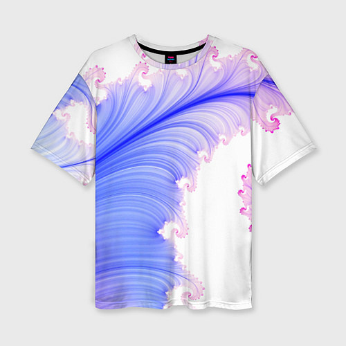 Женская футболка оверсайз Узоры неон фрактал / 3D-принт – фото 1