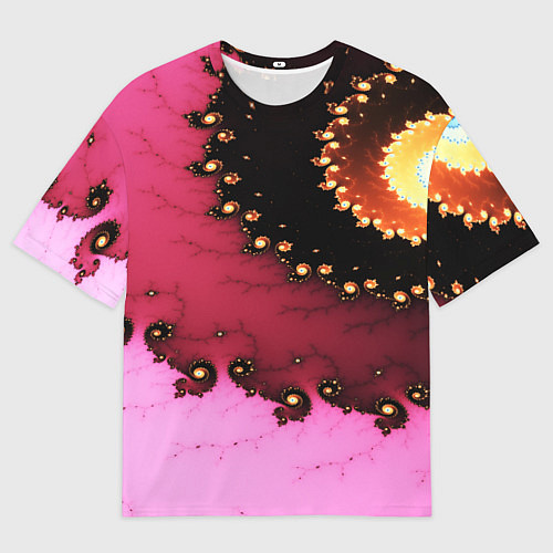 Женская футболка оверсайз Фрактал узор розовый / 3D-принт – фото 1