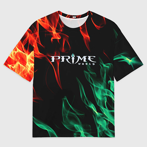 Женская футболка оверсайз Prima world flame / 3D-принт – фото 1