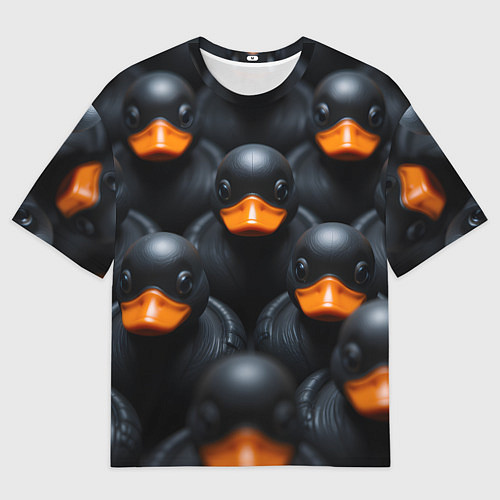 Женская футболка оверсайз Черные уточки / 3D-принт – фото 1