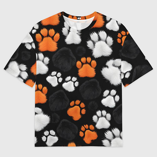 Женская футболка оверсайз Мохнатые лапки / 3D-принт – фото 1