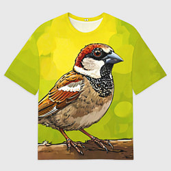 Женская футболка оверсайз Большой воробей