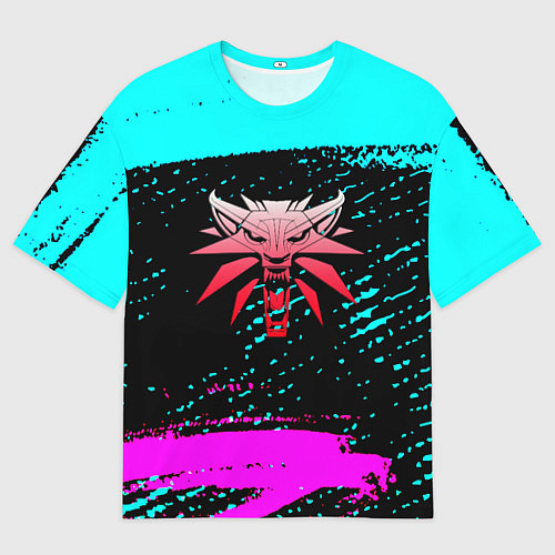 Женская футболка оверсайз The Witcher неоновые краски / 3D-принт – фото 1