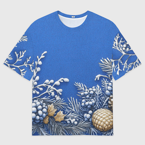 Женская футболка оверсайз Новогодние веточки / 3D-принт – фото 1