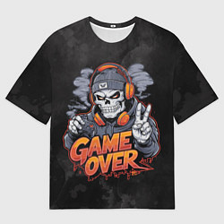 Футболка оверсайз женская Скелет геймер с геймпадом, цвет: 3D-принт