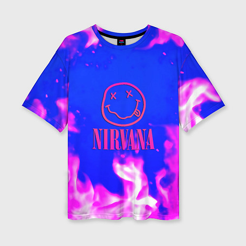 Женская футболка оверсайз Nirvana neon flame / 3D-принт – фото 1