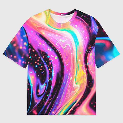 Женская футболка оверсайз Жидкая энергия космоса - нейросеть / 3D-принт – фото 1