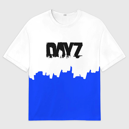 Женская футболка оверсайз Dayz сине белая геомтерия / 3D-принт – фото 1