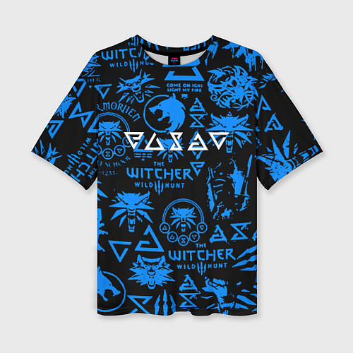 Женская футболка оверсайз The Witcher logo pattern / 3D-принт – фото 1