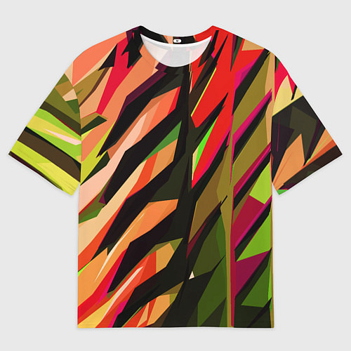 Женская футболка оверсайз Красно-чёрная абстракция / 3D-принт – фото 1