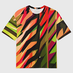 Женская футболка оверсайз Красно-чёрная абстракция