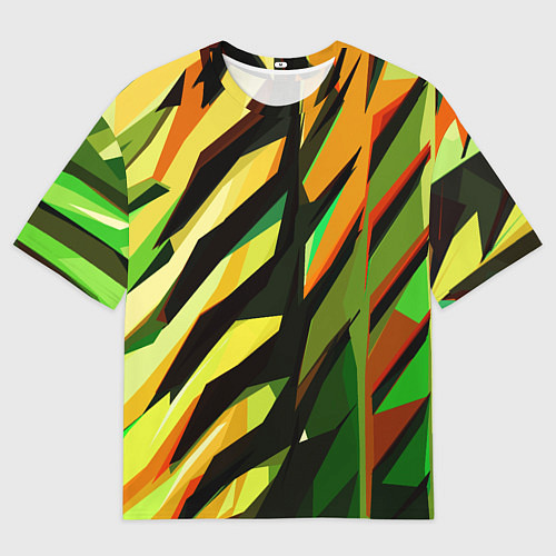 Женская футболка оверсайз Чёрно-жёлтая абстракция / 3D-принт – фото 1