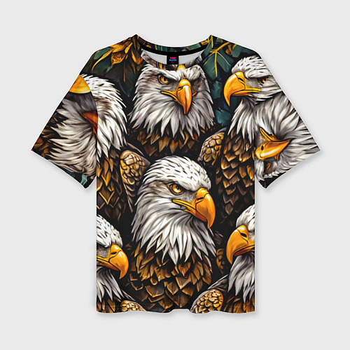 Женская футболка оверсайз Белоголовые орлы / 3D-принт – фото 1