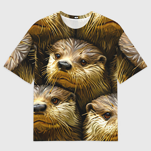 Женская футболка оверсайз Мордочки выдр / 3D-принт – фото 1