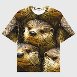 Футболка оверсайз женская Мордочки выдр, цвет: 3D-принт