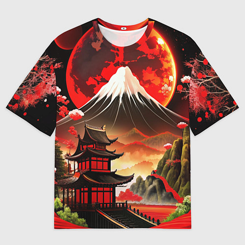 Женская футболка оверсайз Коллаж Японской природы / 3D-принт – фото 1