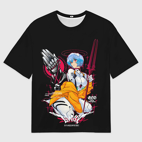 Женская футболка оверсайз Рей Аянами и копье - Евангелион / 3D-принт – фото 1