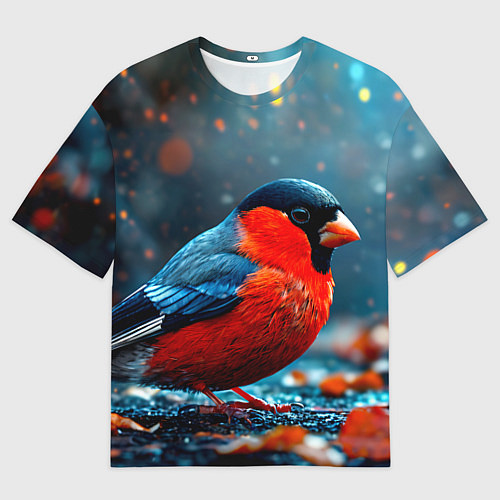 Женская футболка оверсайз Обыкновенный снегирь / 3D-принт – фото 1