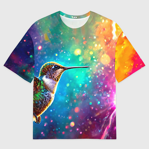 Женская футболка оверсайз Птичка колибри / 3D-принт – фото 1