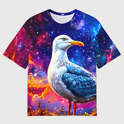 Женская футболка оверсайз Чайка и космос