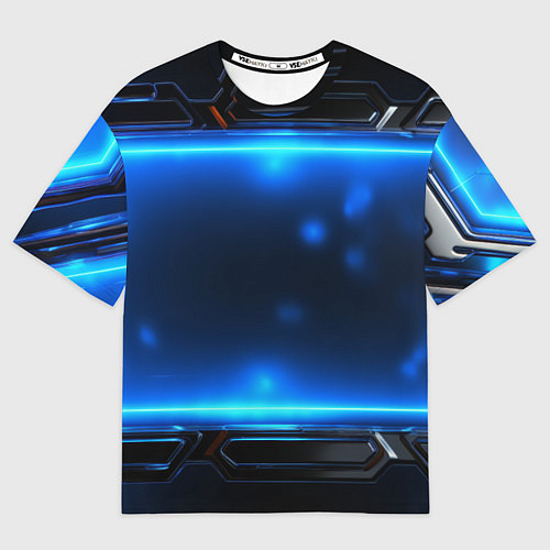 Женская футболка оверсайз Синяя неоновая атмосфера / 3D-принт – фото 1
