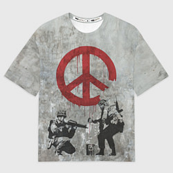 Футболка оверсайз женская Banksy - peace, цвет: 3D-принт