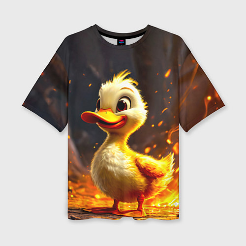 Женская футболка оверсайз Утенок в огне / 3D-принт – фото 1
