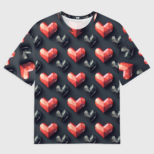Женская футболка оверсайз Геометрические сердечки / 3D-принт – фото 1